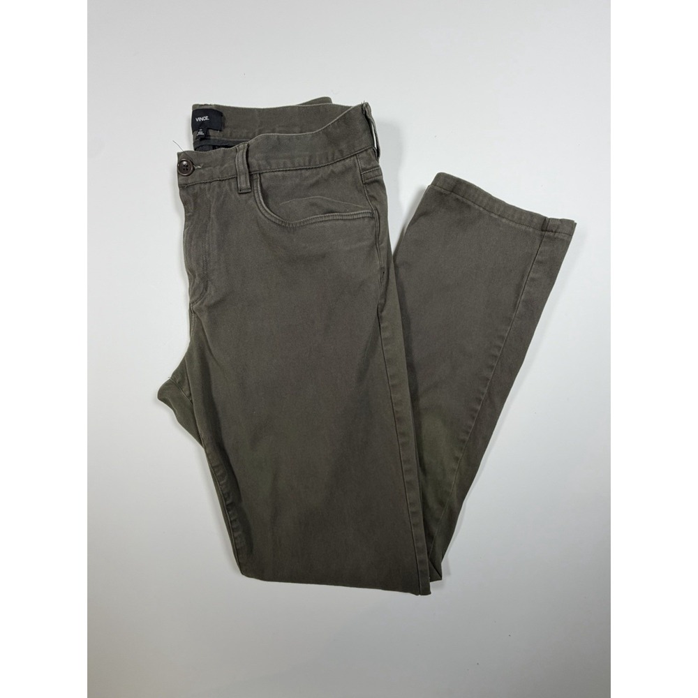 Vince Mens 32x30 5-Pocket Pants Olive Green Stretch Cotton Twill Straight Leg